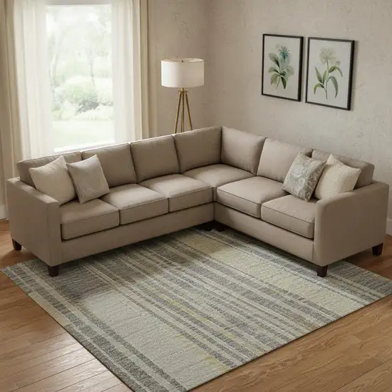 Gray Gold And Silver Geometric Washable Area Rug With UV Protection Photo 2