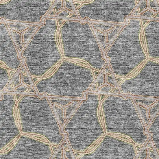 Gray Green And Beige Geometric Washable Area Rug With UV Protection Photo 2