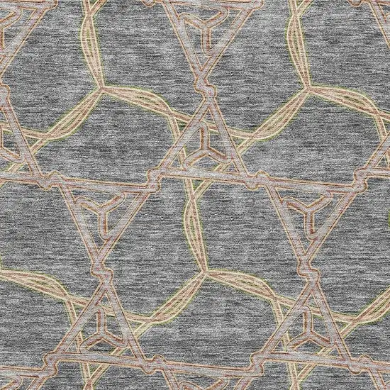 Gray Green And Beige Geometric Washable Area Rug With UV Protection Photo 2