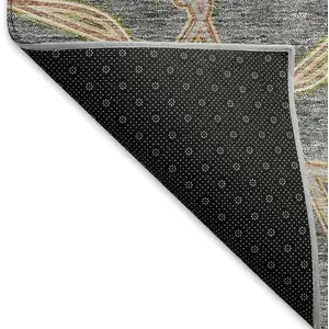 Photo of Gray Green And Beige Geometric Washable Area Rug With UV Protection