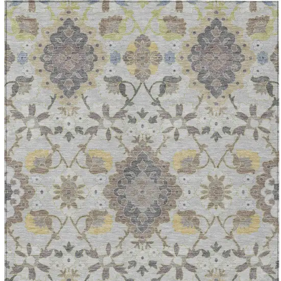 Gray Green And Brown Oriental Washable Indoor Outdoor Area Rug Photo 7