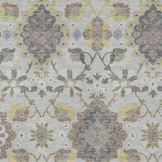 Gray Green And Brown Oriental Washable Indoor Outdoor Area Rug Photo 6