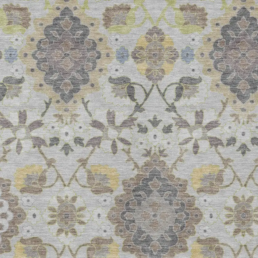 Gray Green And Brown Oriental Washable Indoor Outdoor Area Rug Photo 6