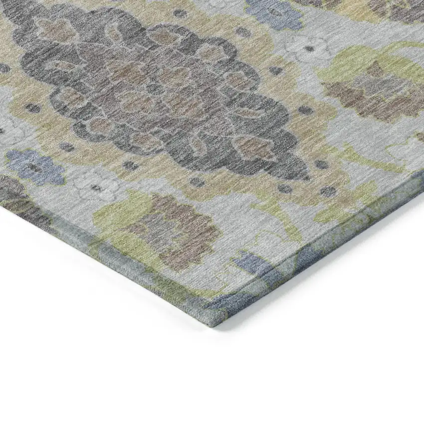 Gray Green And Brown Oriental Washable Indoor Outdoor Area Rug Photo 4