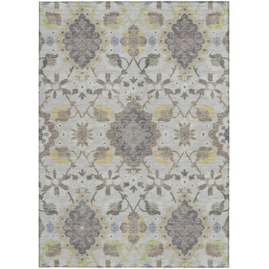 Gray Green And Brown Oriental Washable Indoor Outdoor Area Rug Photo 7