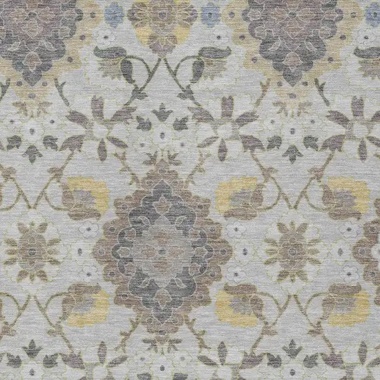 Gray Green And Brown Oriental Washable Indoor Outdoor Area Rug Photo 6