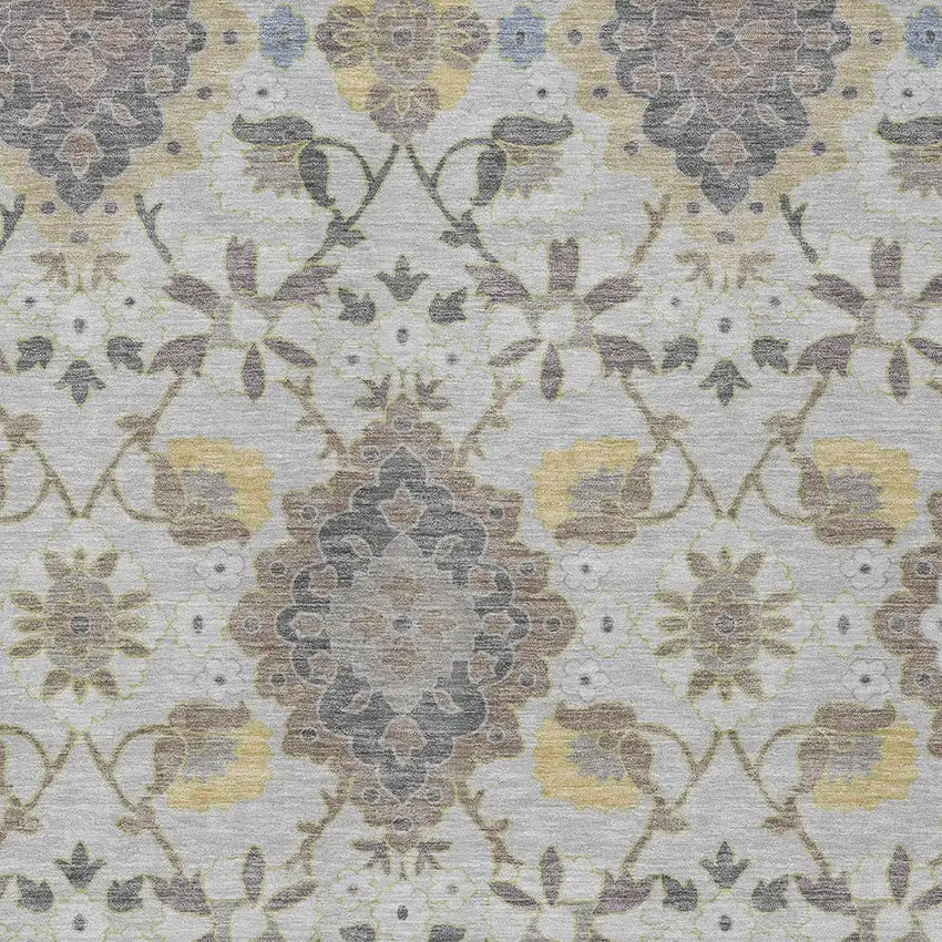 Gray Green And Brown Oriental Washable Indoor Outdoor Area Rug Photo 6