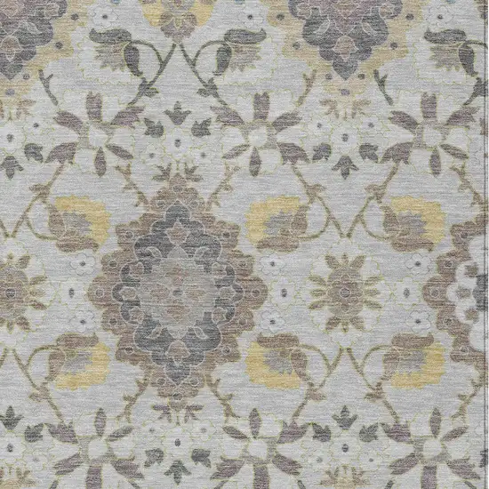 Gray Green And Brown Oriental Washable Indoor Outdoor Area Rug Photo 6
