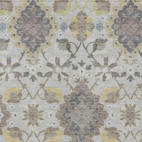 Gray Green And Brown Oriental Washable Indoor Outdoor Area Rug Photo 6