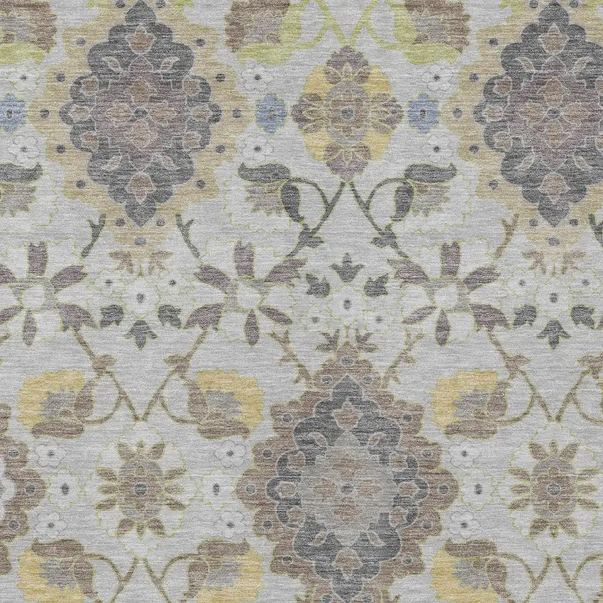 Gray Green And Brown Oriental Washable Indoor Outdoor Area Rug Photo 6