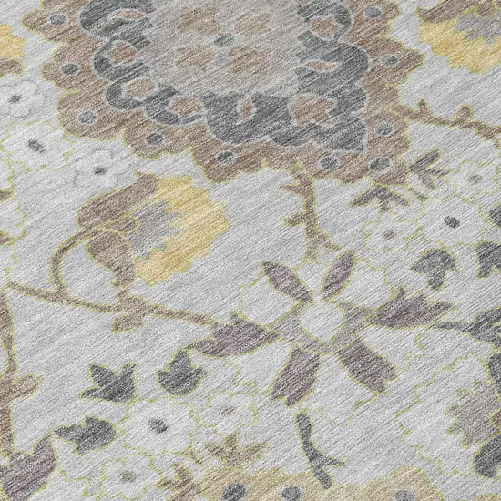 Gray Green And Brown Oriental Washable Indoor Outdoor Area Rug Photo 5
