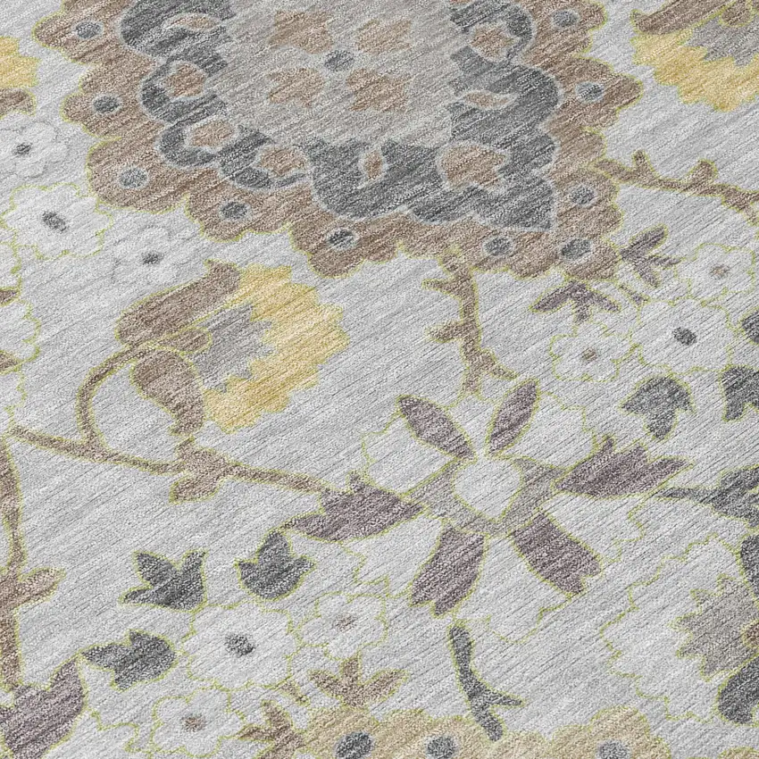Gray Green And Brown Oriental Washable Indoor Outdoor Area Rug Photo 5