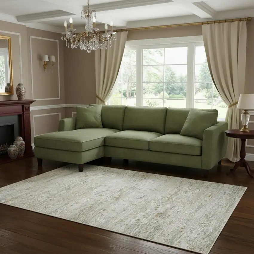 Gray Green And Brown Tribal Washable Area Rug With UV Protection Photo 1