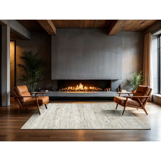 Gray Green And Brown Tribal Washable Area Rug With UV Protection Photo 3