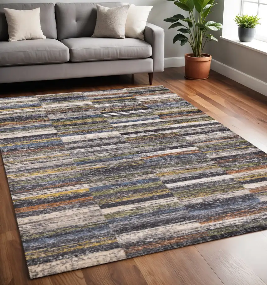 Gray Green And Ivory Abstract Area Rug Photo 1