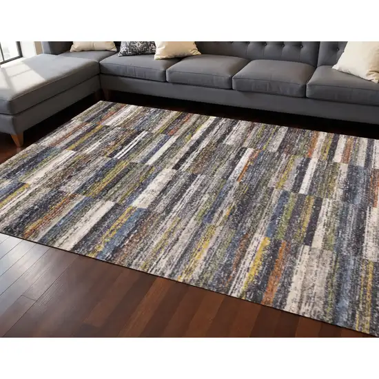 Gray Green And Ivory Abstract Area Rug Photo 1