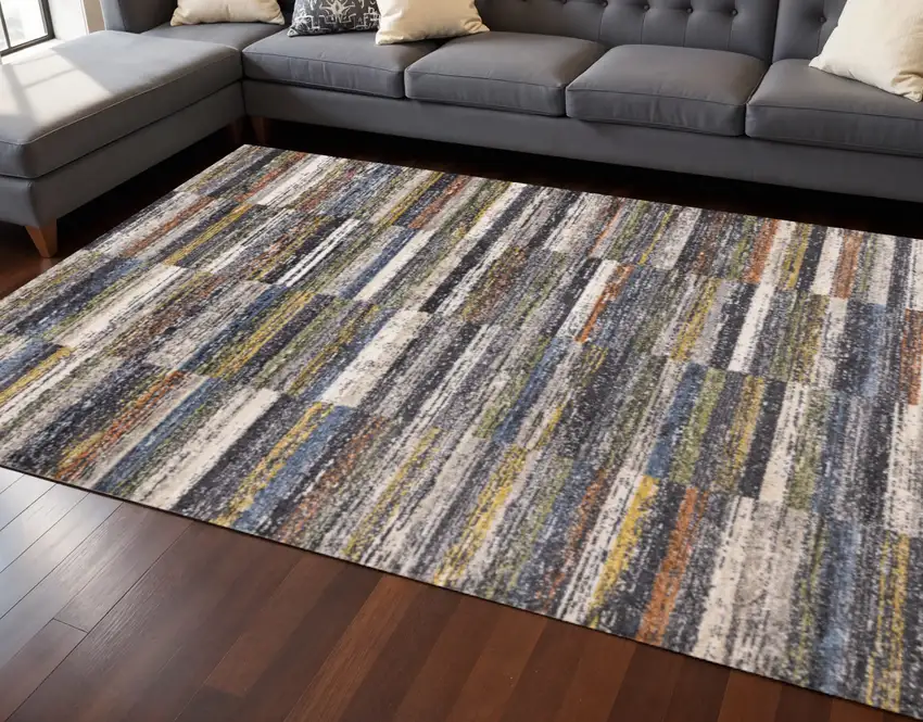 Gray Green And Ivory Abstract Area Rug Photo 1