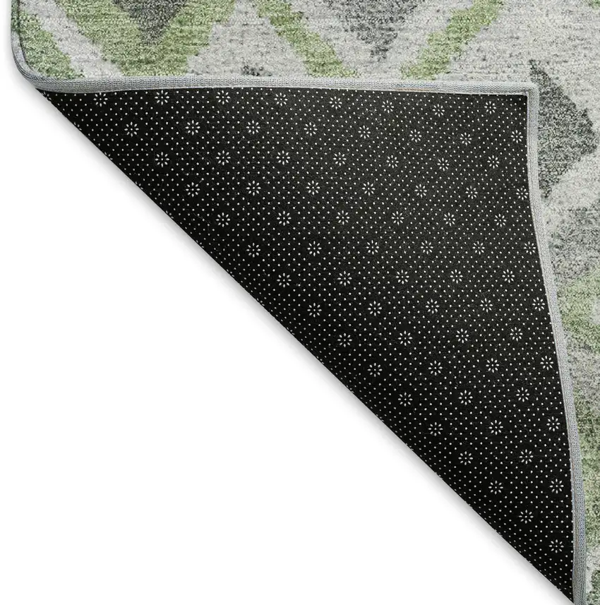 Gray Green And Ivory Geometric Washable Indoor Outdoor Area Rug Photo 5