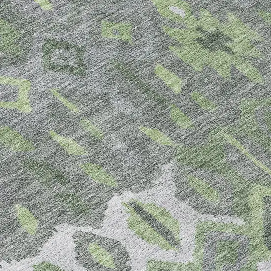 Gray Green And Ivory Geometric Washable Indoor Outdoor Area Rug Photo 8