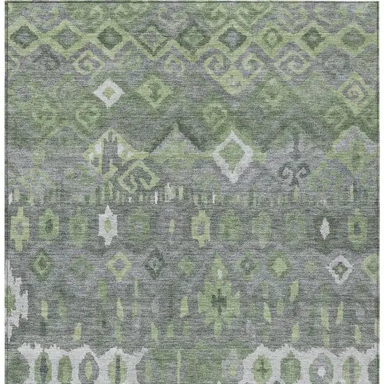 Gray Green And Ivory Geometric Washable Indoor Outdoor Area Rug Photo 4