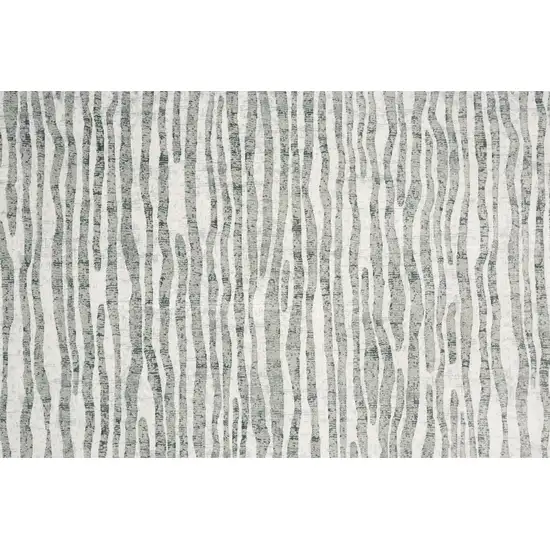 Gray Green And Ivory Striped Distressed Stain Resistant Area Rug Photo 9