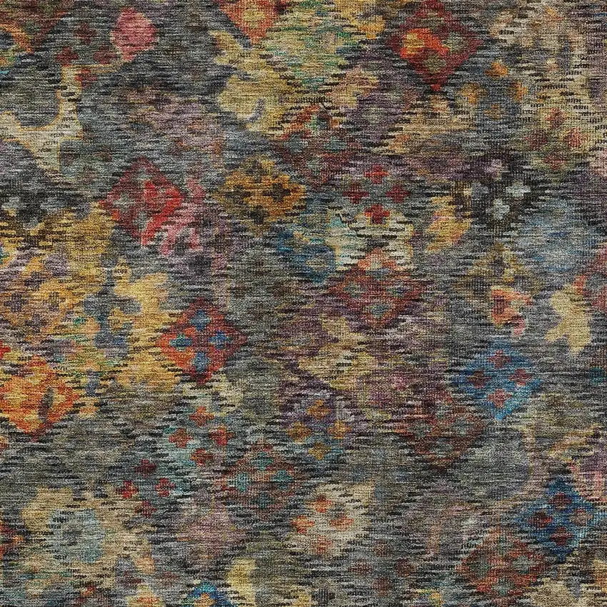 Gray Green And Terra Cotta Floral Washable Indoor Outdoor Area Rug Photo 5
