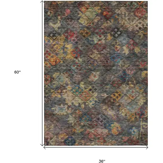 Gray Green And Terra Cotta Floral Washable Indoor Outdoor Area Rug Photo 7