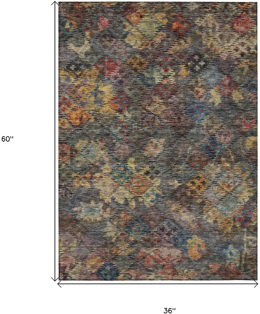 Gray Green And Terra Cotta Floral Washable Indoor Outdoor Area Rug Photo 7