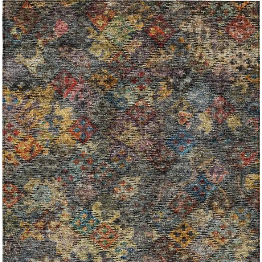 Gray Green And Terra Cotta Floral Washable Indoor Outdoor Area Rug Photo 7