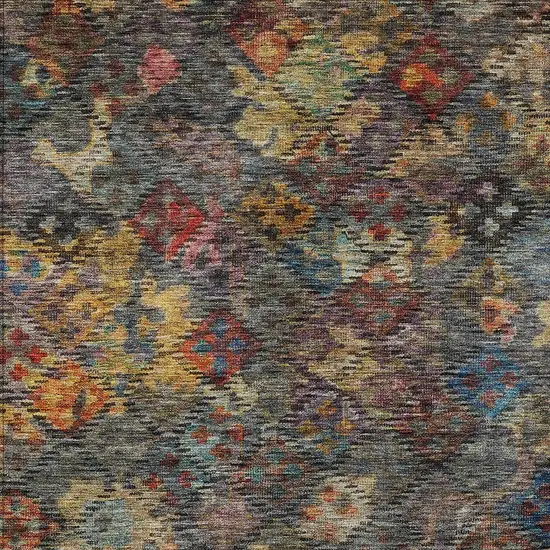 Gray Green And Terra Cotta Floral Washable Indoor Outdoor Area Rug Photo 6