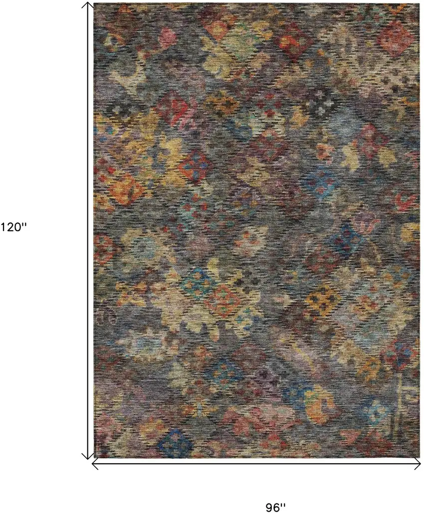 Gray Green And Terra Cotta Floral Washable Indoor Outdoor Area Rug Photo 8