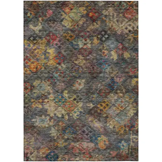 Gray Green And Terra Cotta Floral Washable Indoor Outdoor Area Rug Photo 2