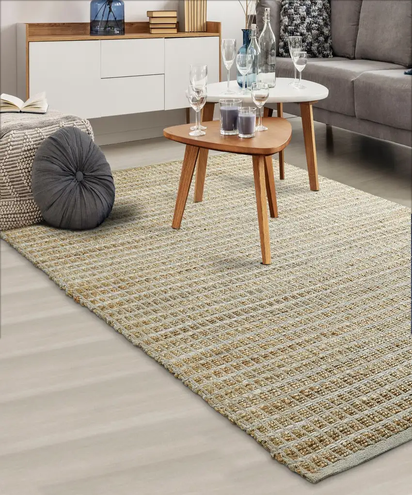 Gray Grid Farmhouse Area Rug Photo 6