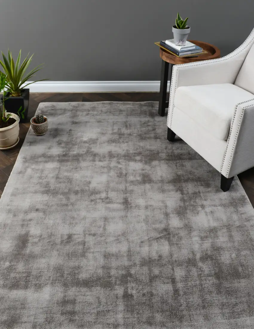 Gray Hand Woven Distressed Area Rug Photo 3