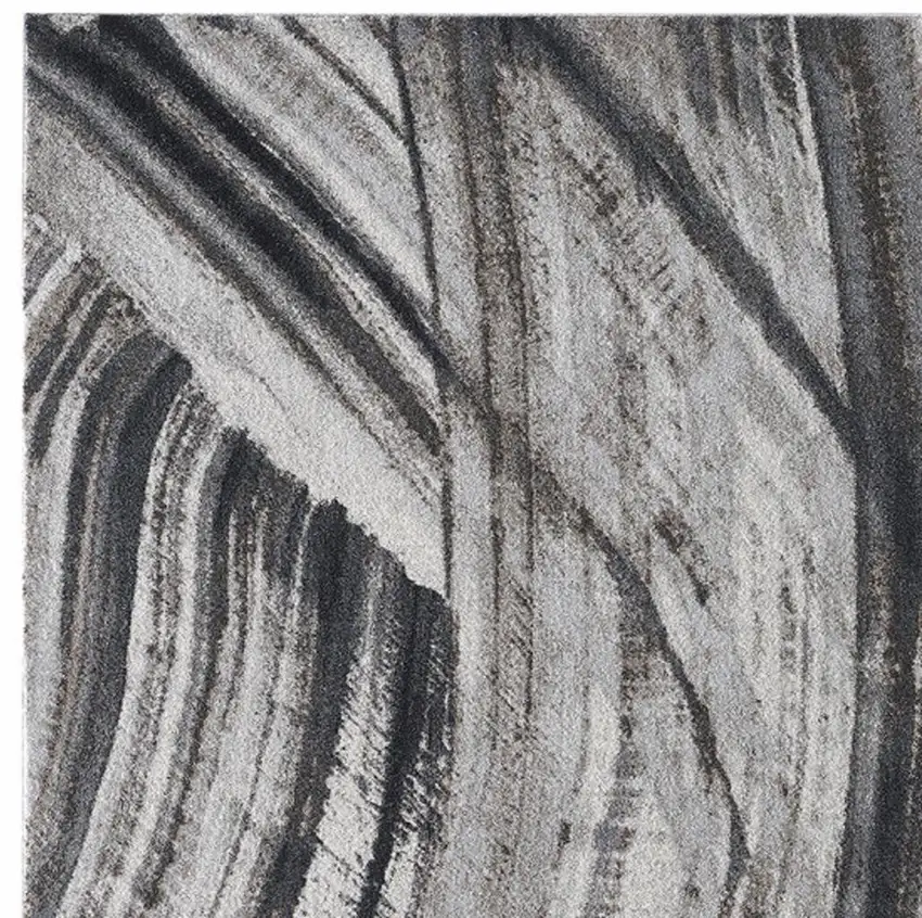 Gray and Ivory Abstract Area Rug Photo 4