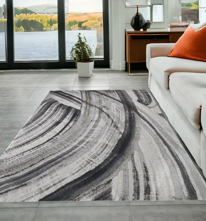 Gray Abstract Dhurrie Area Rug Photo 1