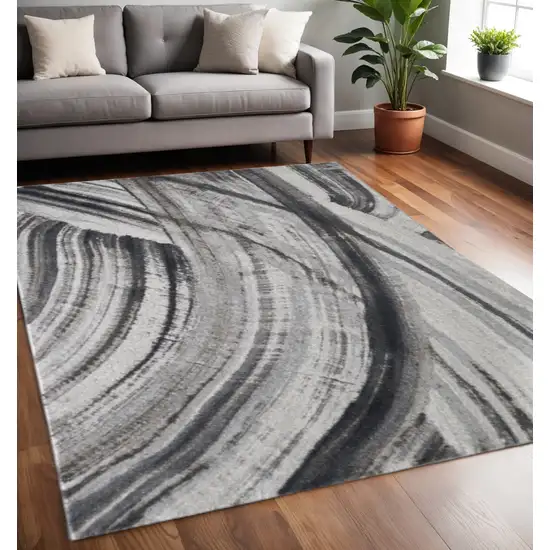 Gray and Ivory Abstract Area Rug Photo 2