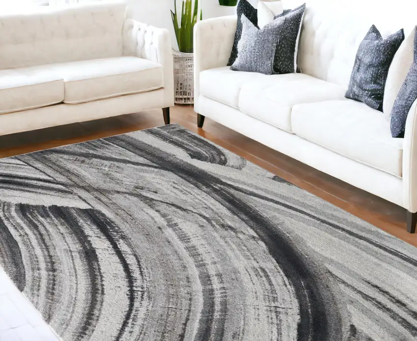 Gray Abstract Dhurrie Area Rug Photo 1