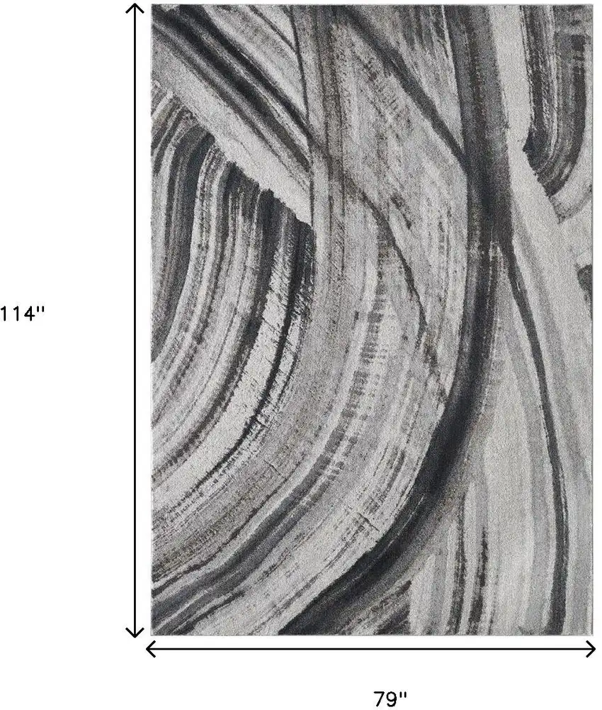 Gray and Ivory Abstract Area Rug Photo 3