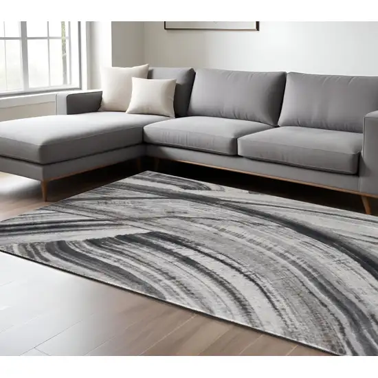 Gray and Ivory Abstract Area Rug Photo 1