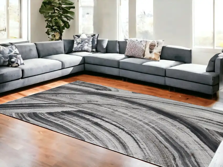 Gray Abstract Dhurrie Area Rug Photo 1