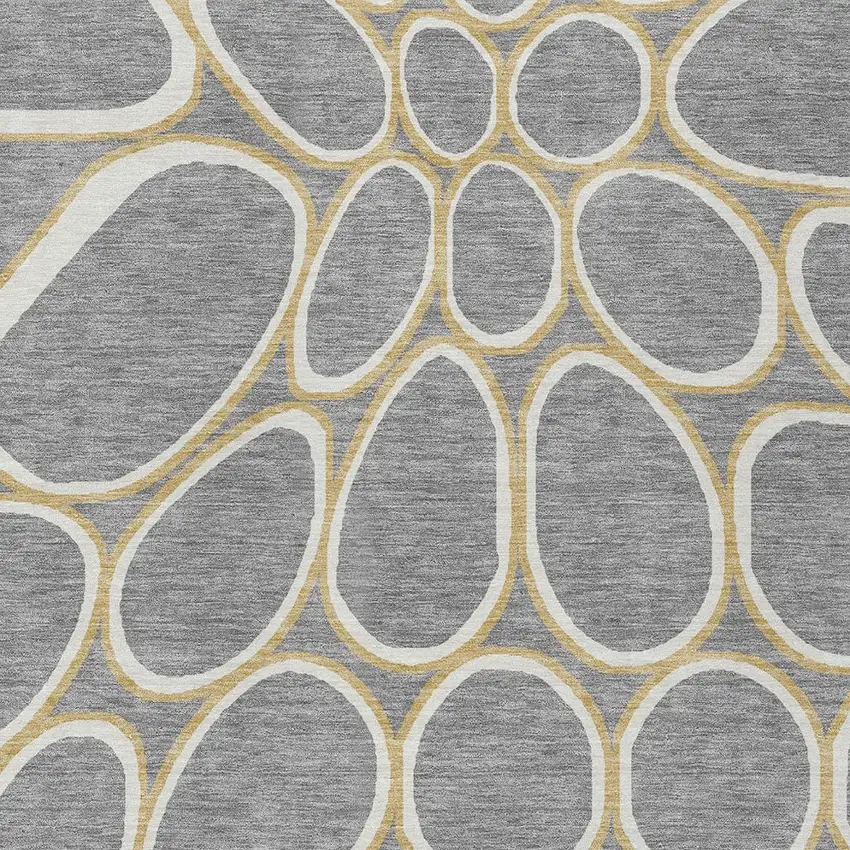 Gray Ivory And Beige Abstract Washable Indoor Outdoor Area Rug Photo 6