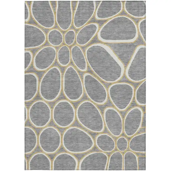 Gray Ivory And Beige Abstract Washable Indoor Outdoor Area Rug Photo 8