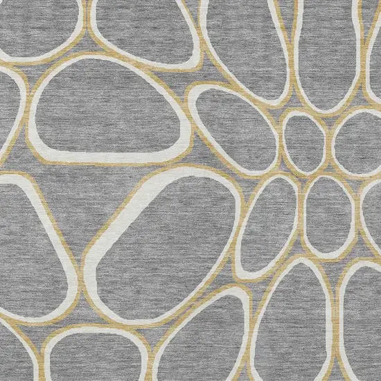 Gray Ivory And Beige Abstract Washable Indoor Outdoor Area Rug Photo 6