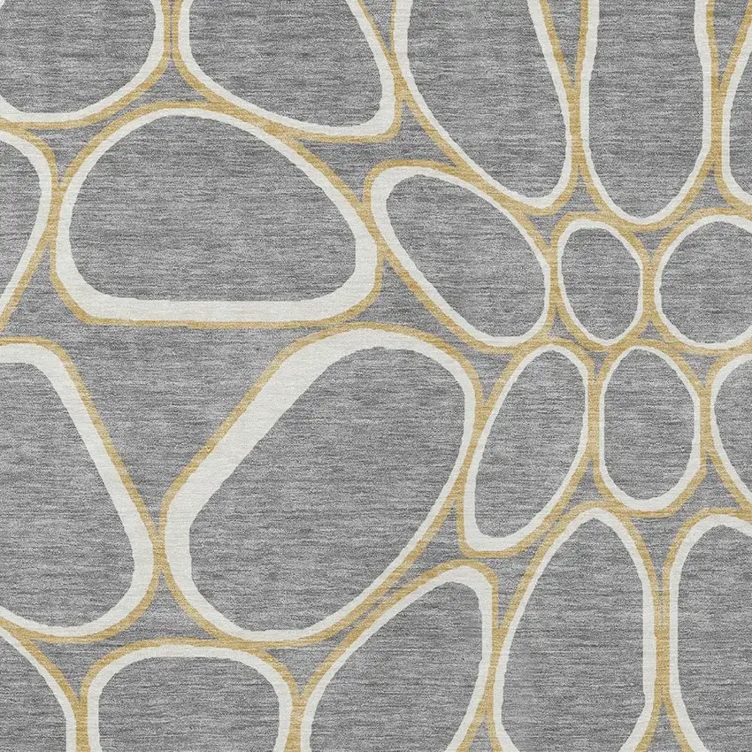 Gray Ivory And Beige Abstract Washable Indoor Outdoor Area Rug Photo 6