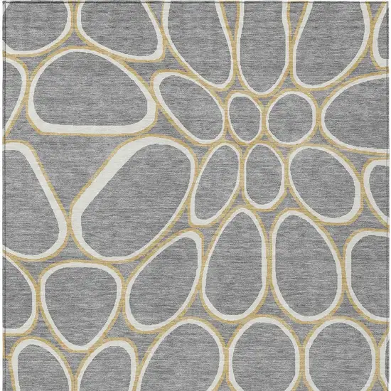 Gray Ivory And Beige Abstract Washable Indoor Outdoor Area Rug Photo 8