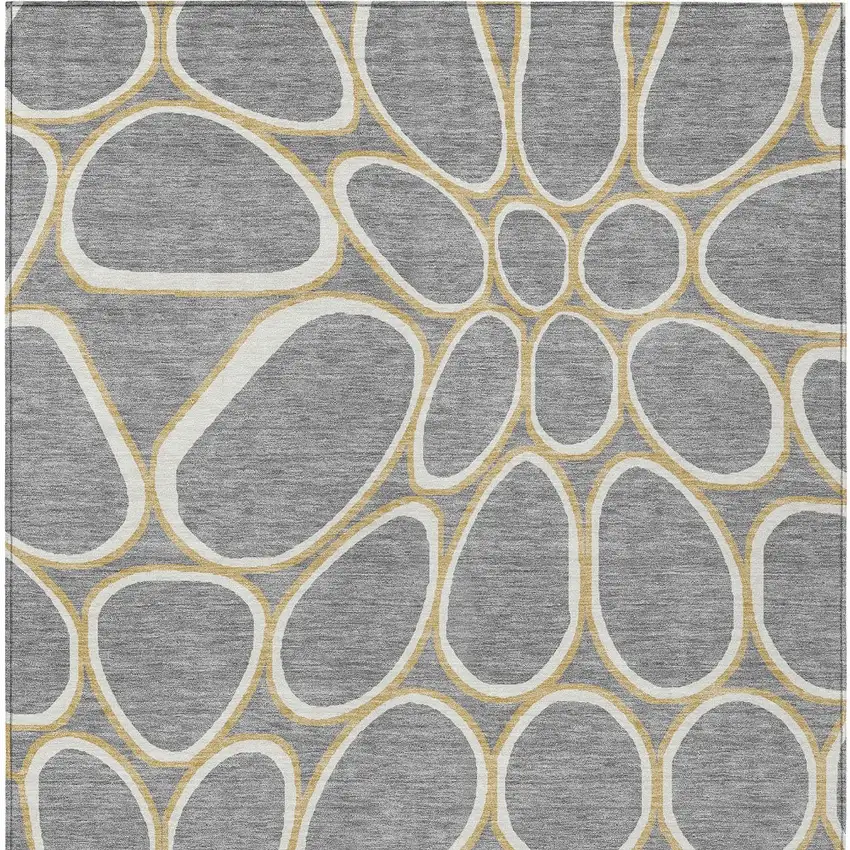 Gray Ivory And Beige Abstract Washable Indoor Outdoor Area Rug Photo 8
