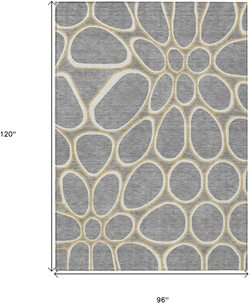 Gray Ivory And Beige Abstract Washable Indoor Outdoor Area Rug Photo 3
