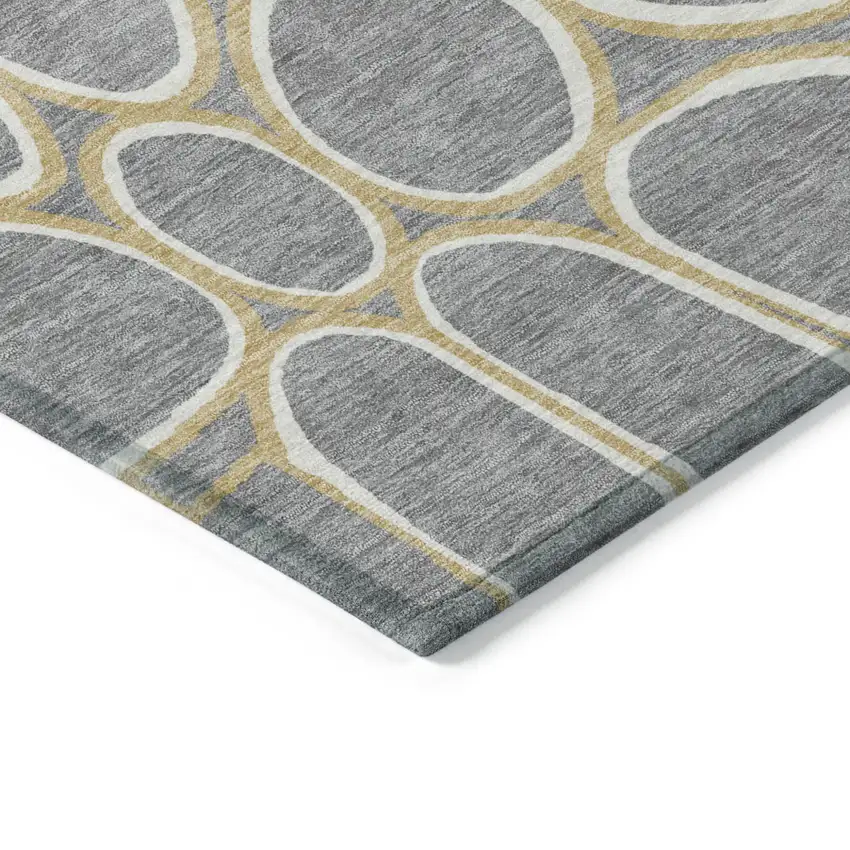 Gray Ivory And Beige Abstract Washable Indoor Outdoor Area Rug Photo 5