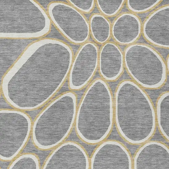 Gray Ivory And Beige Abstract Washable Indoor Outdoor Area Rug Photo 6